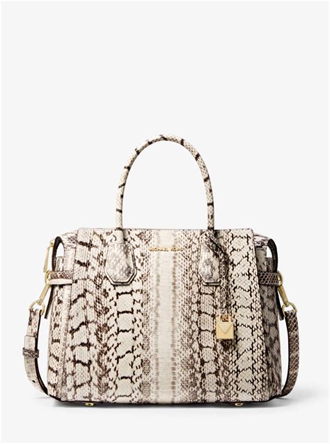 michael kors satchel can cream with snakeskin trim|Michael Kors Snake Bags & Handbags for Women for sale .